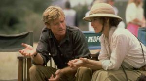 Robert Redford et Meryl Streep sur le tournage de Out of Africa de Sydney Pollack